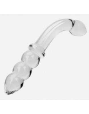Curved Glass Anal Beaded Dildo