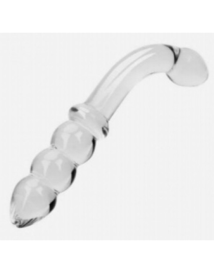 Curved Glass Anal Beaded Dildo