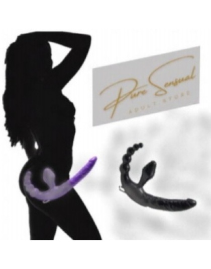 Strapless Strap On Tripple Penetrasion Vibrating Dong